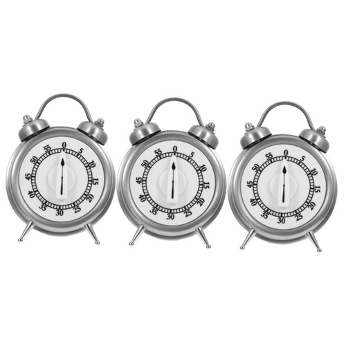 Ciieeo 3pcs 60 Alarm Clock Timer Mechanical Timer Visual Timer for Kids Kitchen Egg Timer Alarm Counters Digital Clock Alarm Clock for Kids Timer Tool Number Child Set Stainless Steel