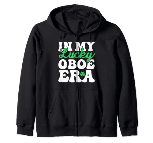 In My Lucky Oboe Era St. Patrick's Day Shamrock Pajama Zip Hoodie