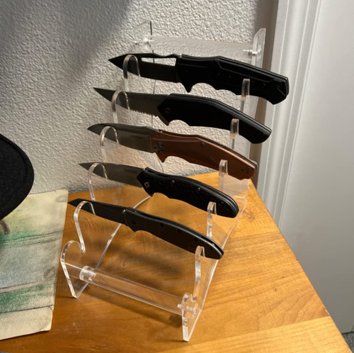 knife display?Knife display stand?Acrylic Knife Display Case?Suitable for dagger, EDC, mini knife. Holds 6 pocket knives(Transparent 2set)