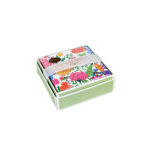 Caspari Cottage Floral Boxed Cocktail Napkins - 40 Per Box-2 Units