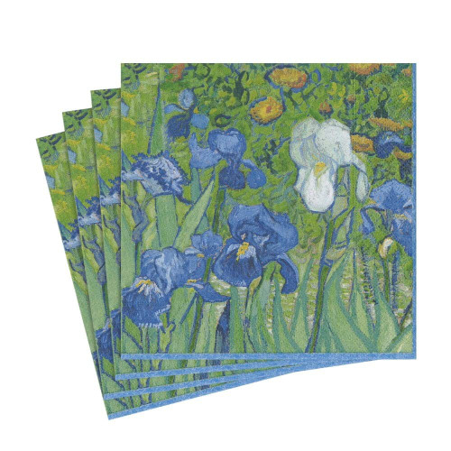 Caspari Van Gogh Irises Paper Luncheon Napkins - Four Packs of 20