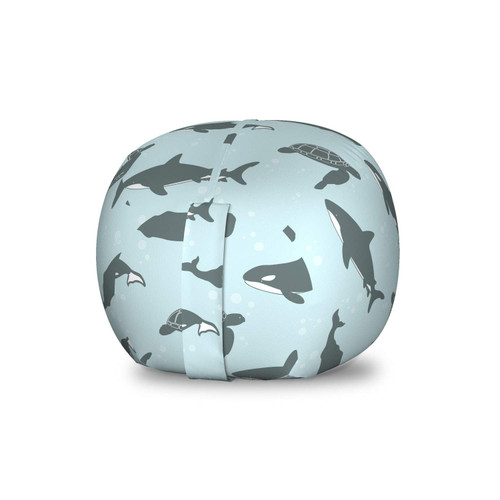 Lunarable Orca Storage Toy Bag Chair, Continuous Pattern of Whale Shark and Turtle Bubbles Aquatic Animals, Stuffed Animal Organizer Washable Bag, Small Size, Blue Grey Lunarable Orca Storage Toy Bag Chair, Continuous Pattern of Whale Shark and Turtle Bubbles Aquatic Animals, Stuffed Animal Organizer Washable Bag, Small Size, Blue Grey