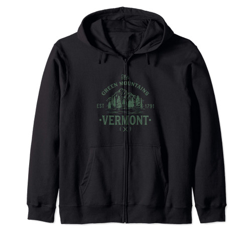 Green Mountains Vermont Vacation Zip Hoodie