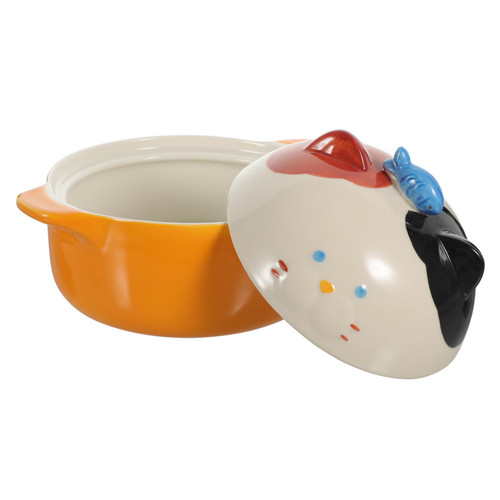 Mikinona Ceramic Bowl with Lid Ramen Noodles Salad Bowl Serving Bowl Cute Ramen Bowl Lidded Soup Bowl Ceramic Tableware Instant Noodle Bowl Snack Bowl Ceramics Nut Child Japanese-style