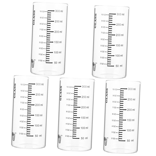 WRITWAA 5pcs High Borosilicate Glass Clear Tumblers Glass Measuring Jugs Glass Cups for Kids Liquid Containers Coffee Containers Home Water Glass Terrarium Child Milk Cup Scale