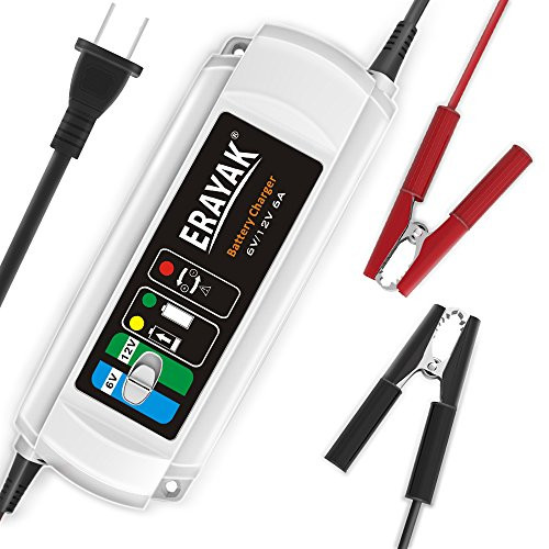 6V/12V 6A Smart Battery Charger Portable Battery Maintainer Automatic Trickle Charger for Deep Cycle Battery