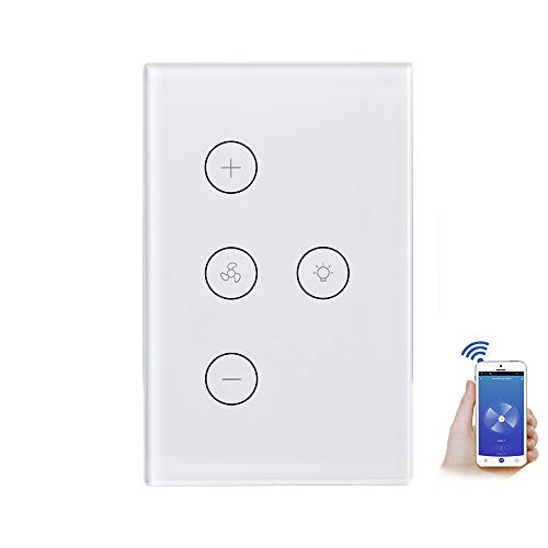 PCJHSP Smart WiFi Fan Light Switch, Wireless in-Wall Ceiling Fan Lamp Switch Touch Control APP Remote Control Timer Function Voice Control Compatible with Alexa Google Home IFTTT