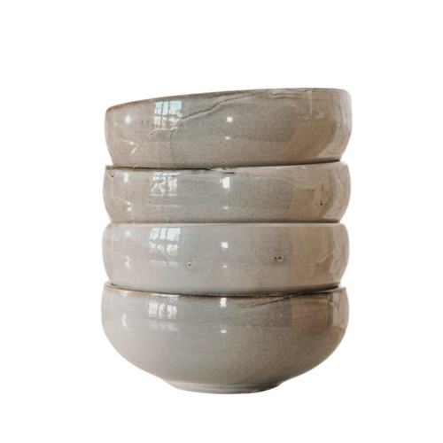 BRVMG Porcelain dinner bowls, Cereal bowls, Modern kitchen dinnerware bowls, 26 oz Soup Bowl Set for Salad, Rice, Breakfast, Lunch, Dinner - Microwave and Dishwasher safe for kitchen, Set of 4, Gray