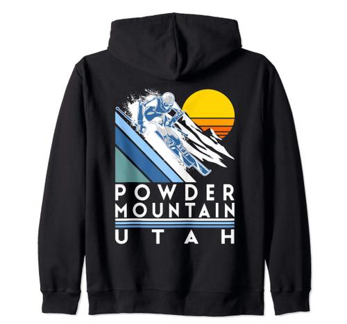 Powder Mountain Utah Retro Ski Zip Hoodie