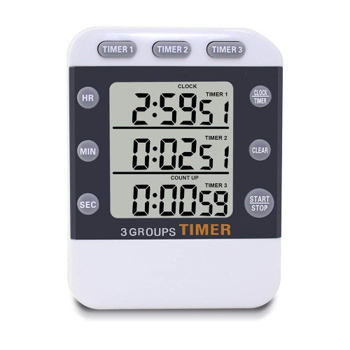 VATTEA Kitchen Timer Digital Kitchen Cooking Timer Clock?3 Channels Simultaneous Timing Countdown Up Pocket Timer? Large Led Display? Loud Alarm