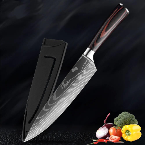 Chef's Meat Cutting Knife 8inch Japanese Chef Knife Stainless Steel 7CR17 440C Damascus Laser Pattern Kitchen Knife Slicing Utility Knives Cooking Tools By BIEMBI Chef's Meat Cutting Knife 8inch Japanese Chef Knife Stainless Steel 7CR17 440C Damascus Laser Pattern Kitchen Knife Slicing Utility Knives Cooking Tools By BIEMBI
