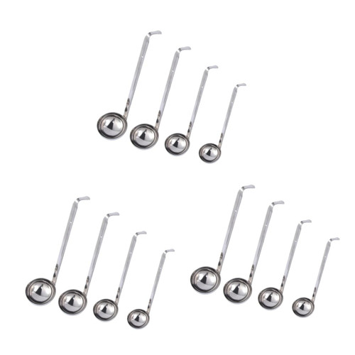 HOMSFOU 12 Pcs Oil Soup Spoon Stainless Soup Spoon Cooking Kitchen Ladle Oil Ladle Cooking Spoon Stainless Steel Strainer Stainless Steel Spoon Sauce Ladle Soup Ladle Hot Pot Spoon Coffee