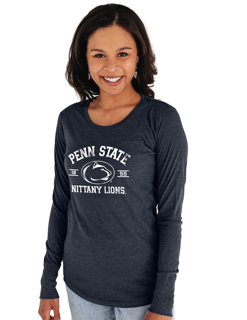 Blue 84 Women's Penn State Nittany Lions Long Sleeve T Shirt Tri-Blend Mascot, Penn State Nittany Lions Navy, Medium