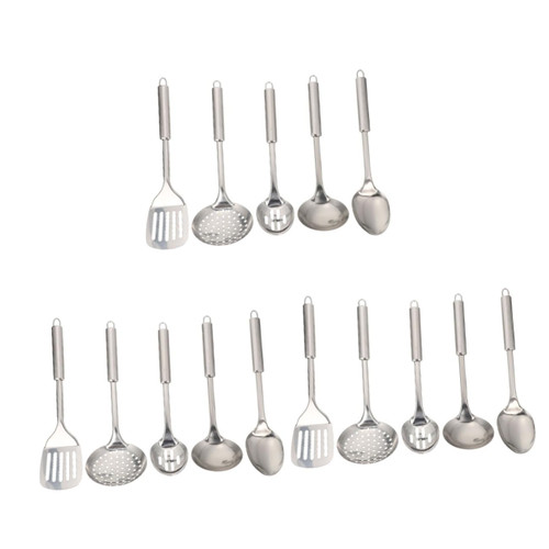 GANAZONO 3 Sets Stainless steel kitchenware stainless steel kitchen utensils cooking utensils set spatula stainless steel nonstick cookware stainless steel paddle soup spoon spatula spoon