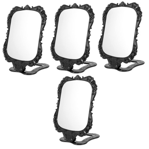 FOMIYES 4pcs Retro Folding Mirror Magnifying Cosmetics Mirrors Makeup Mirror Foldable Dresser Decor Makeup Vanity Mirror Hand Makeup Mirror Old Fashioned Glass Travel Decorative Mirror