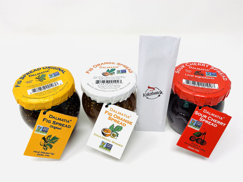 Dalmatia Fig Spread Variety Bundle | Fig Orange Spread | Fig Original and Sour Cherry Spread with Kokobunch Kit 8.5oz