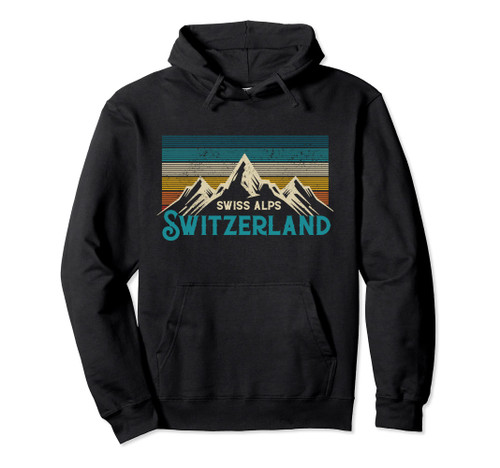 Switzerland Alps Vintage Mountains Swiss Souvenir Gift Pullover Hoodie