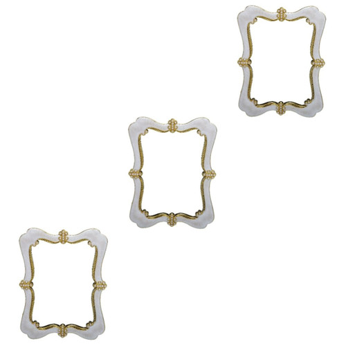 Ipetboom 3 Pcs Vanity Mirror Antique Makeup Mirror Handheld Mirrors Household Cosmetic Mirror Hand Held Mirrors Desktop Cosmetic Mirror Portable Dresser Table Mirror White Pu Girl Foldable