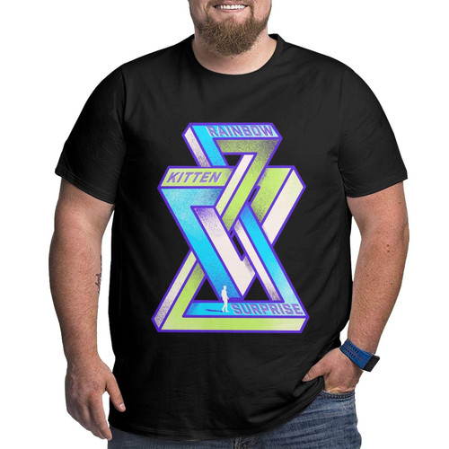 Rainbow Music Kitten Surprise Shirt Men Big and Tall T-Shirt Summer Crew Neck Cotton Graphic Short Sleeve Tee Casual Tops