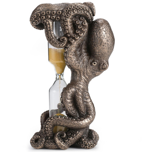 Veronese Design 4 1/2 Inch Octopus Hourglass 5 Minutes Gold Colored Sand Timer Cold Cast Bronzed Resin Sculpture