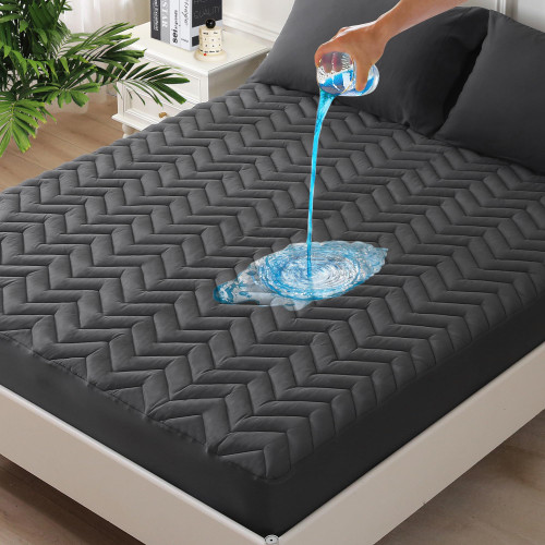 UNILIBRA King Size Mattress Protector Waterproof Quilted, Fitted Mattress Pad with Breathable Ultra-Soft Filling, Deep Pocket Mattress Cover Fits 6"-25" Mattress, Grey UNILIBRA King Size Mattress Protector Waterproof Quilted, Fitted Mattress Pad with Breathable Ultra-Soft Filling, Deep Pocket Mattress Cover Fits 6"-25" Mattress, Grey