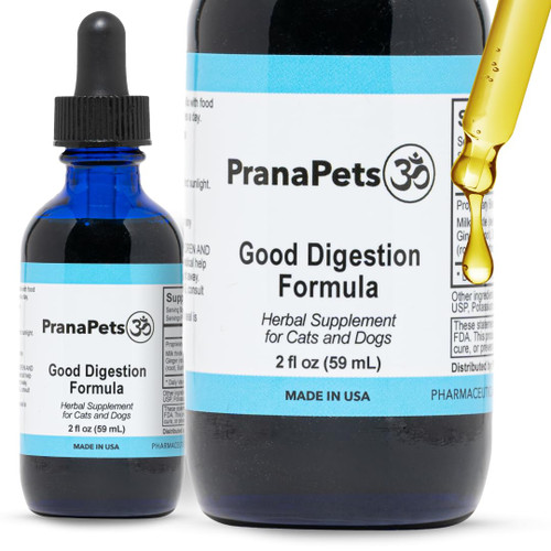 Good Digestion Formula Digestive Aid for Dogs & Cats | Naturally Promotes Healthy Digestion in Pets | Herbal Formula Safely Helps to Soothe Stomach & Digestive Tract Inflammation | by Prana Pets Good Digestion Formula Digestive Aid for Dogs & Cats | Naturally Promotes Healthy Digestion in Pets | Herbal Formula Safely Helps to Soothe Stomach & Digestive Tract Inflammation | by Prana Pets