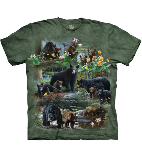 The Mountain Bear Collage Adult T-Shirt, Green, Medium