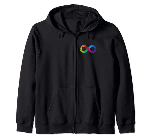 Autism Awareness Infinity Rainbow Symbol Zip Hoodie