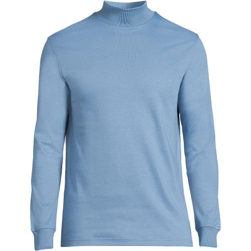 Lands' End Mens Long Sleeve Supima Mockneck Muted Blue Regular X-Large