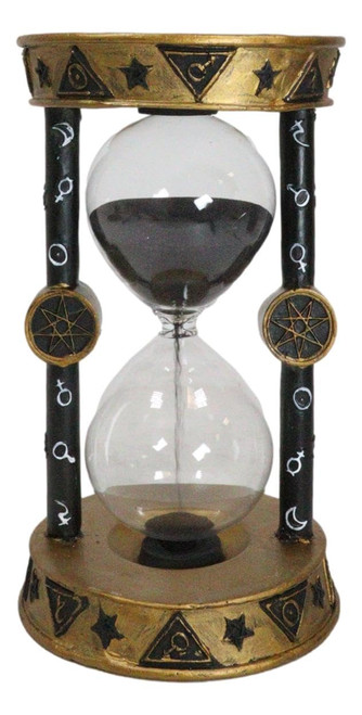 Ebros Gift Wicca Metaphysical Sacred Symbols Astrology Invertible Glass Sand Timer Figurine Wiccan Sandtimer Desktop Shelf Decorative Sculpture