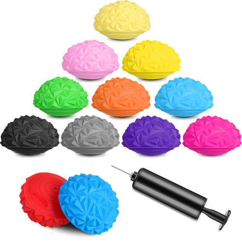12 Pcs Balance Pods Sensory Stepping Stones for Kids Stability Balance Trainer Dots Ball Half with Hand Pump Physical Therapy Dome Balance Disc for Adults Core Strength Coordination Yoga Exercise 12 Pcs Balance Pods Sensory Stepping Stones for Kids Stability Balance Trainer Dots Ball Half with Hand Pump Physical Therapy Dome Balance Disc for Adults Core Strength Coordination Yoga Exercise