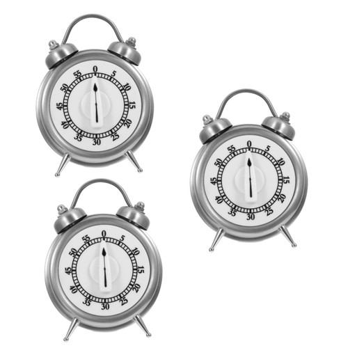 3pcs 60 Alarm Clock Timer Wind up Alarm Clock Kitchen Food Timers Small Kitchen Cooking Clock 60 Minute Timer Mechanical Timer Kitchen Timer Child Stainless Steel Table Cloth Round