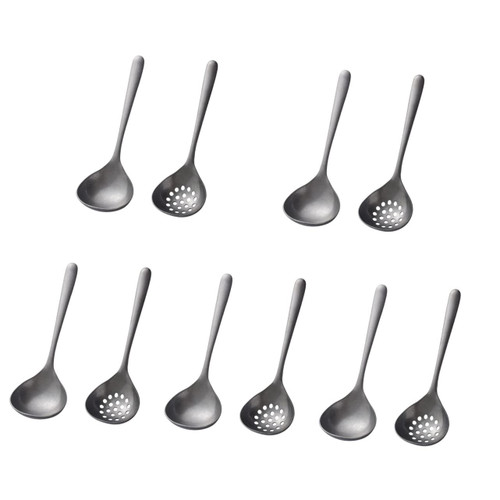 Zerodeko 5 Sets Retro Hot Pot Soup Ladle skimmer soup ladle strainer colander ladles soup spoons hot pot strainer scoops food strainers Soup Ladle Slotted Spoon Stainless steel Splitter