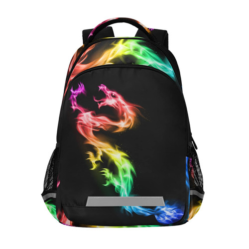 Rainbow Fire Dragon Backpack Schoolbag for Boys Girls Elementary School Bookbag Travel Bag Casual Daypack Rucksack for Students