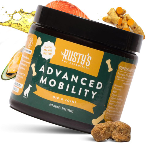 Rusty's Pet Essentials Hip & Joint Advanced Mobility Dog Supplement (170 Chews) - Formulated with Chondroitin - Glucosamine - Turmeric & MSM for Joint Health - Made in The USA