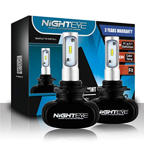 NIGHTEYE 9006 (HB4) LED Headlight Bulbs Conversion Kit. Fog Driving Light, HID or Halogen Head light Replacement.Headlamp Kit 50W 8000lm 6500K White, 1 Pair-2 Year Warranty