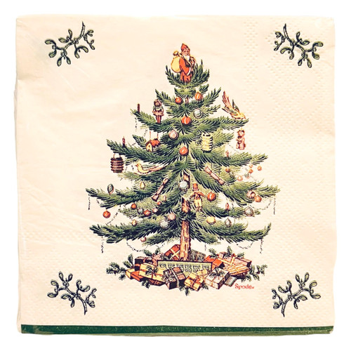 Spode Christmas Tree Disposable Paper Cocktail Napkins for Christmas Parties 40 Count
