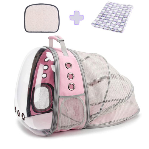 Lollimeow Bubble Expandable Cat Backpack Pet Travel Carrier for Cats and Dogs (Pink-Expandable)