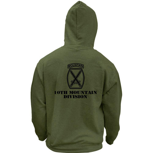 USAMM Army 10th Mountain Division Subdued Veteran Pullover Hoodie (X-Large, Military Green)