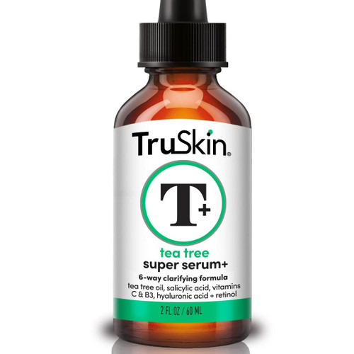 TruSkin Tea Tree Oil for Face - Acne Serum - Unclog Pores, Soothe Breakouts - Blemish Spot Treatment for Smooth, Glowing Skin - Tea Tree Oil for Skin + Salicylic Acid, Niacinamide & Retinol - 2 fl oz