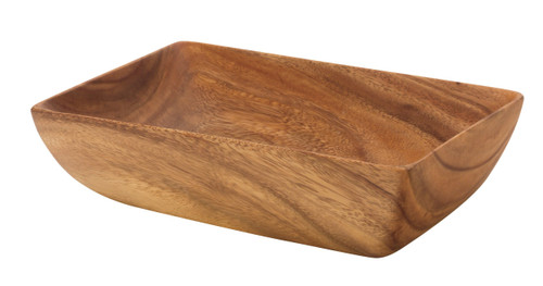 Pacific Merchants Acaciaware 12.5- by 7.25- by 3-Inch Acacia Wood Rectangle Serving/Salad Bowl