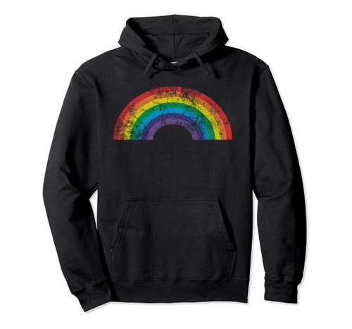 Rainbow Shirt Vintage 80's Retro Style Women Men Girls Gift Pullover Hoodie