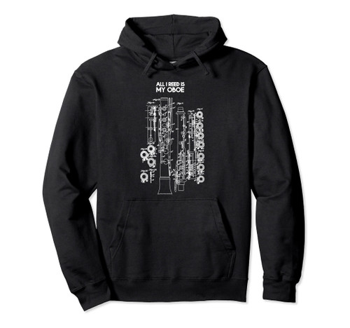 Oboe Reed Instrument Orchestra Wind Player Drawing Oboist Pullover Hoodie