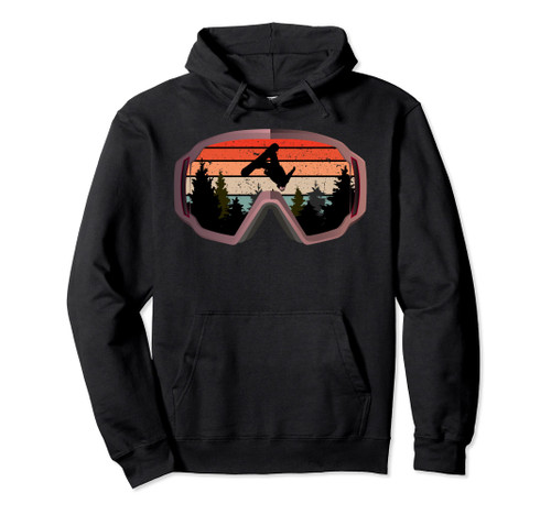 Snow Mountain Retro Vacation Snowboard Pullover Hoodie