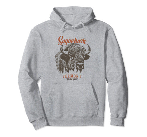 Vintage Sugarbush Mountains Vermont Forest Bison Pullover Hoodie