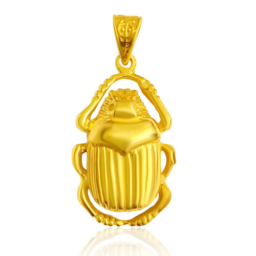 Egyptian Jewelry Brass Ancient Egyptian Amulet, God and Goddess Talsiman Pendant, Divine Minimalist Vintage Gold Pendant Necklace Gift for Men and Women (Scarab)