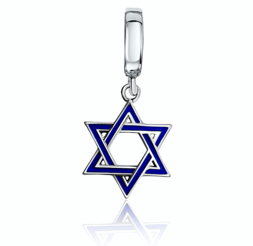 BOLENVI Star of David Blue Jewish Symbol 925 Sterling Silver Pendant Charm Bead For Pandora & Similar Charm Bracelets or Necklaces