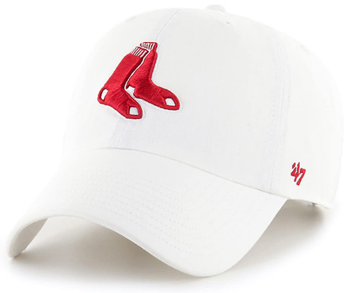 '47 MLB White Team Color Primary Logo Clean Up Adjustable Strap Hat Cap, Adult One Size Fits All (US, Alpha, One Size, Boston Red Sox) '47 MLB White Team Color Primary Logo Clean Up Adjustable Strap Hat Cap, Adult One Size Fits All (US, Alpha, One Size, Boston Red Sox)