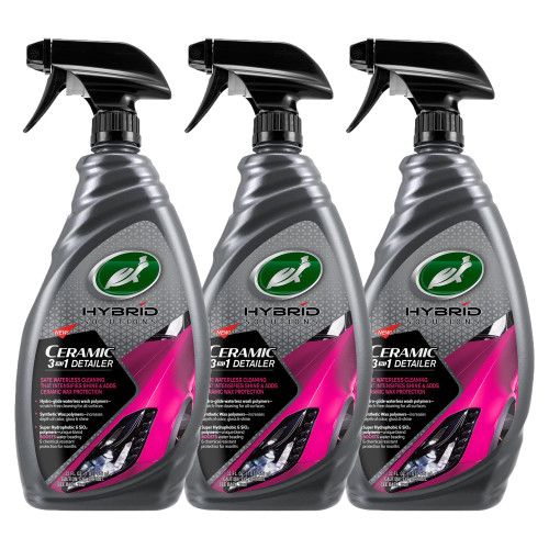 Turtle Wax 53891 Hybrid Solutions Ceramic 3-in-1 Detailer, Waterless Wash and Ceramic Wax Detailing Spray, Cleans, Shines & Protects Car Paint, Glass and Wheels, Repels Water and Dirt, 32 oz. (3 Pack)