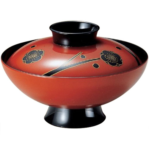 ??????(Fukui Craft) Bowl: 3-235-7 Red Plum 4 Size Gavel Bowl, ?5.1 x H 3.3 inches (12.9 x 8.4 cm), 10.1 fl oz (300 cc), 4.2 oz